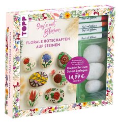 Kreativ-Set: Sag's mit Blumen - Florale Botschaften auf Steinen. Mit Anleitungsbuch und Material