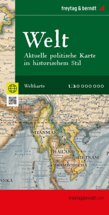 Weltkarte: Aktuelle politische Karte in historischem Stil, 1:20.000.000, gefaltet, freytag & berndt