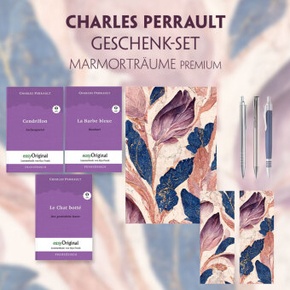 Charles Perrault Geschenkset - 3 Bücher (mit Audio-Online) + Marmorträume Schreibset Premium, m. 3 Beilage, m. 3 Buch