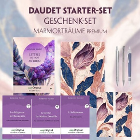 Alphonse Daudet Starter-Paket Geschenkset - 4 Bücher (mit Audio-Online) + Marmorträume Schreibset Premium, m. 4 Beilage,