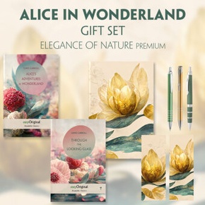 Alice in Wonderland Books-Set (with audio-online) Readable Classics Geschenkset + Eleganz der Natur Schreibset Premium,