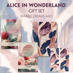 Alice in Wonderland Books-Set (with audio-online) Readable Classics Geschenkset + Marmorträume Schreibset Basics, m. 2 B