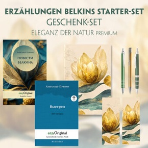 Erzählungen Belkins Starter-Paket Geschenkset - 2 Bücher (mit Audio-Online) + Eleganz der Natur Schreibset Premium, m. 2