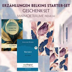 Erzählungen Belkins Starter-Paket Geschenkset - 2 Bücher (mit Audio-Online) + Marmorträume Schreibset Premium, m. 2 Beil