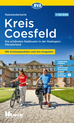 BVA Radwanderkarte Kreis Coesfeld 1:50.000, mit Knotenpunkten und km-Angaben, reiß- und wetterfest, GPS-Tracks Download,