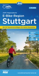 ADFC-Regionalkarte E-Bike-Region Stuttgart, 1:75.000, mit Tagestourenvorschlägen, reiß- und wetterfest, GPS-Tracks Downl