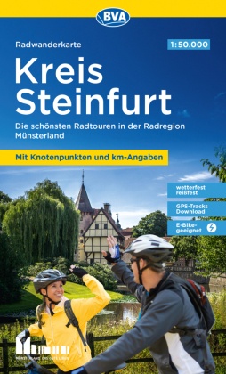 BVA Radwanderkarte Kreis Steinfurt 1:50.000, mit Knotenpunkten und km-Angaben, reiß- und wetterfest, GPS-Tracks Download
