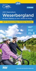 ADFC-Regionalkarte Weserbergland, 1:75.000, mit Tagestourenvorschlägen, reiß- und wetterfest, E-Bike-geeignet, GPS-Track