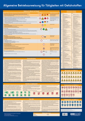 Wandtafel Allgemeine Betriebsanweisung für Tätigkeiten mit Gefahrstoffen