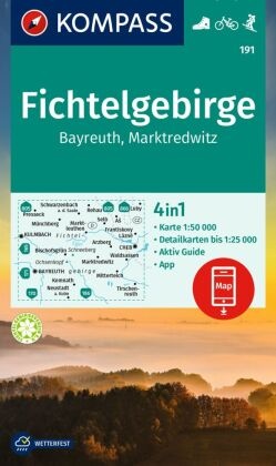 KOMPASS Wanderkarte 191 Fichtelgebirge, Bayreuth, Marktredwitz 1:50.000