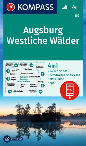 KOMPASS Wanderkarte 162 Augsburg, Westliche Wälder 1:50.000