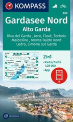 KOMPASS Wanderkarte 659 Gardasee Nord / Alto Garda, Riva del Garda, Arco, Fiavé, Torbole, Malcesine, Monte Baldo Nord, L