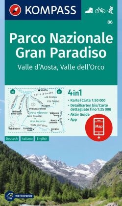 KOMPASS Wanderkarte 86 Parco Nazionale Gran Paradiso, Valle d'Aosta, Valle dell'Orco 1:50.000