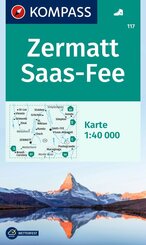 KOMPASS Wanderkarte 117 Zermatt, Saas-Fee 1:40.000