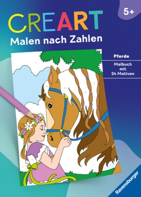 Ravensburger CreArt Malen nach Zahlen ab 5: Pferde, Malbuch, 24 Motive