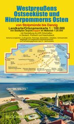 Landkarte Westpreußens Ostseeküste und Hinterpommerns Osten
