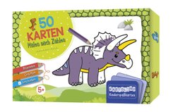 50 Karten Malen nach Zahlen - Dinosaurier