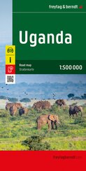 Uganda, Stra&szlig;enkarte 1:500.000, freytag & berndt