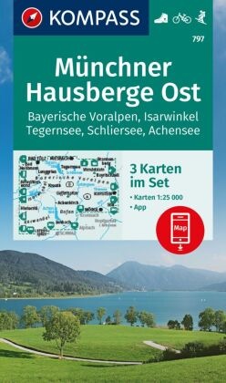 KOMPASS Wanderkarten-Set 797 Münchner Hausberge Ost, Bayerische Voralpen, Isarwinkel, Tegernsee, Schliersee, Achensee (3