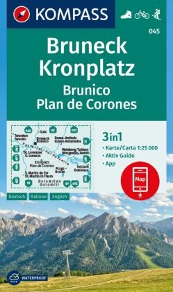 KOMPASS Wanderkarte 045 Bruneck, Kronplatz / Brunico, Plan de Corones 1:25.000