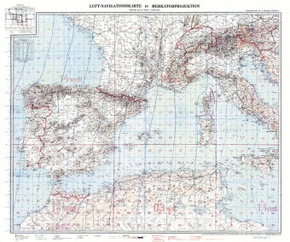 LUFT-NAVIGATIONSKARTE: Westliches Mittelmeer 1941 (Plano)