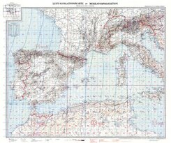LUFT-NAVIGATIONSKARTE: Westliches Mittelmeer 1941 (Plano)