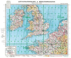 LUFT-NAVIGATIONSKARTE Britische Inseln (Süd) 1942 (Plano)