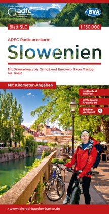 ADFC-Radtourenkarte SLO Slowenien 1:150.000, reiß- und wetterfest, E-Bike geeignet, GPS-Tracks Download, mit Kilometer-A