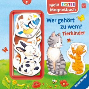 Mein erstes Magnetbuch: Wer gehört zu wem? Tierkinder - Magnet-Spielbuch ab 12 Monaten, Kinderbuch ab 1 Jahr