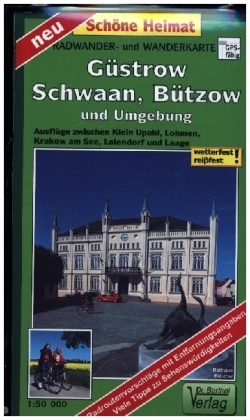 Radwander- und Wanderkarte Güstrow, Schwaan, Bützow und Umgebung