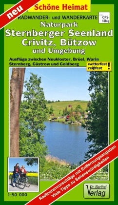 Radwander- und Wanderkarte Naturpark Sternberger Seenland, Crivitz, Bützow und Umgebung