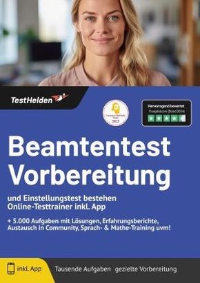 Beamtentest Vorbereitung und Einstellungstest bestehen: Online-Testtrainer inkl. App I + 5.000 Aufgaben mit Lösungen, Er