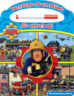 Feuerwehrmann Sam - Verrückte Such-Bilder für unterwegs - Wimmelbuch - Pappbilderbuch mit Stift und abwischbaren Seiten