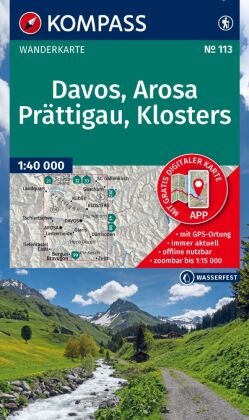 KOMPASS Wanderkarte 113 Davos, Arosa, Prättigau, Klosters 1:40.000