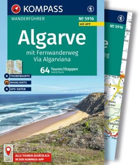 KOMPASS Wanderführer Algarve mit Fernwanderweg Via Algarviana, 64 Touren / Etappen mit Extra-Tourenkarte