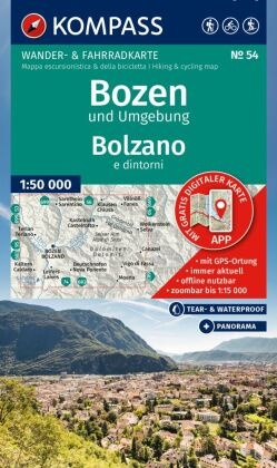 KOMPASS Wanderkarte 54 Bozen und Umgebung / Bolzano e dintorni 1:50.000