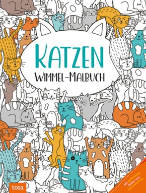 Katzen - Wimmel-Malbuch