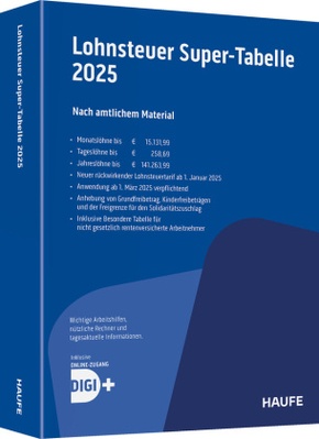 Lohnsteuer-Supertabelle 2025 inkl. Onlinezugang