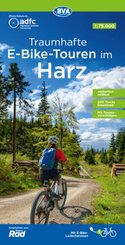 ADFC-Regionalkarte Traumhafte E-Bike-Touren im Harz, 1:75.000, mit Tagestourenvorschlägen, reiß- und wetterfest, GPS-Tra