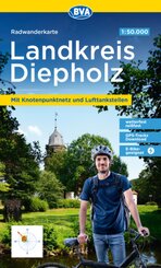BVA Radwanderkarte Landkreis Diepholz 1:50.000, reiß- und wetterfest, GPS-Tracks Download, E-Bike geeignet, mit Knotenpu