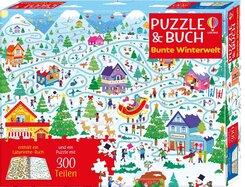 Puzzle & Buch: Bunte Winterwelt