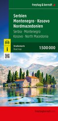 freytag & berndt Stra&szlig;enkarte Serbien - Montenegro - Kosovo - Nordmazedonien 1:500.000