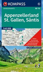 KOMPASS Wanderkarte 112 Appenzellerland, St. Gallen, S&auml;ntis 1:40.000