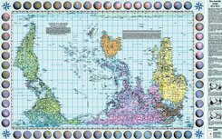 Weltkarte Petersprojektion, s&uuml;dorientiert und pazifikzentriert, franz&ouml;sisch (130 x 82 cm)