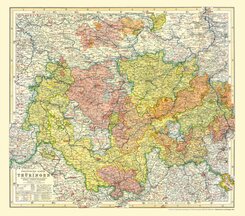 Politische Karte von THÜRINGEN - Herzogs- und Fürstentümer 1904