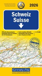 K&uuml;mmerly+Frey Strassenkarte ACS Schweiz 2026 1:275.000