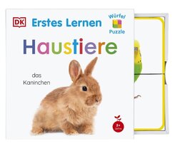 Erstes Lernen W&uuml;rfelpuzzle. Haustiere