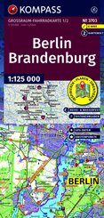 KOMPASS Gro&szlig;raum Fahrradkarte 3703 Berlin-Brandenburg, mit Knotenpunkten 1:125.000