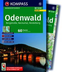 KOMPASS Wanderf&uuml;hrer Odenwald, Bergstra&szlig;e, Neckartal, Heidelberg, 60 Touren mit Extra-Tourenkarte