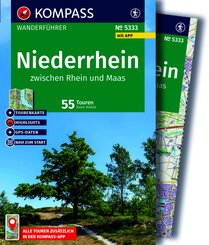 KOMPASS Wanderf&uuml;hrer Niederrhein, zwischen Rhein und Maas, 55 Touren mit Extra-Tourenkarte